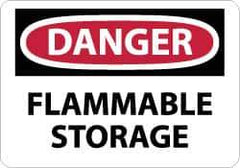 NMC - "Danger - Flammable Storage", 7" Long x 10" Wide, Aluminum Safety Sign - Rectangle, 0.04" Thick, Use for Hazardous Materials - USA Tool & Supply