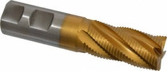 Hertel - 1" Diam, Fine Pitch, 2" LOC, 5 Flute Cobalt Roughing Square End Mill - TiN Finish, 4-1/2" OAL, 1" Shank Diam, Single End, Centercutting, 30° Helix - USA Tool & Supply