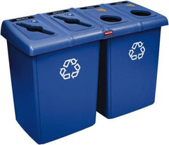 Rubbermaid - 92 Gal Blue Square Recycling Container - Plastic, 35" High x 53" Long x 24" Wide - USA Tool & Supply