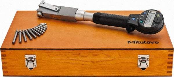 Mitutoyo - 4", 6" Deep, Electronic Bore Gage - Up to 0.002 (Narrow Range), 0.003 (Wide Range)mm Accuracy, 0.001mm Resolution, Data Output, Includes Indicator - USA Tool & Supply