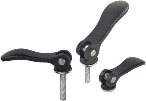 KIPP - #10-32, Aluminum Threaded Stud Adjustable Clamping Handle - 79.2mm OAL, 22mm High - USA Tool & Supply