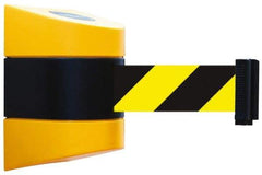 Tensator - 7-1/4" High Wall Mount Tensabarrier - Plastic, Yellow/Black - USA Tool & Supply