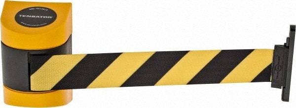 Tensator - 3-1/4" High Wall Mount Tensabarrier - Plastic, Yellow/Black - USA Tool & Supply