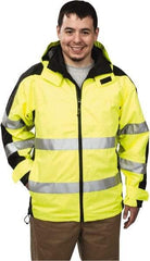 OccuNomix - Size M, Yellow, Rain Jacket - 37-39" Chest, 3 Pockets, Detachable Hood - USA Tool & Supply