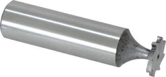Made in USA - 1/2" Diam x 1/16" Face Width, High Speed Steel, 8 Teeth, Shank Connection Woodruff Keyseat Cutter - Uncoated, 2-1/16" OAL x 1/2" Shank, Staggered Teeth, ANSI 204, Old Standard 1 - USA Tool & Supply