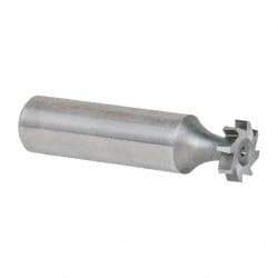 Made in USA - 1/2" Diam x 1/8" Face Width, High Speed Steel, 8 Teeth, Shank Connection Woodruff Keyseat Cutter - Uncoated, 2-1/8" OAL x 1/2" Shank, Staggered Teeth, ANSI 404, Old Standard 3 - USA Tool & Supply