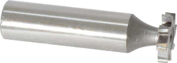 Made in USA - 5/8" Diam x 1/8" Face Width, High Speed Steel, 8 Teeth, Shank Connection Woodruff Keyseat Cutter - Uncoated, 2-1/8" OAL x 1/2" Shank, Staggered Teeth, ANSI 405, Old Standard 5 - USA Tool & Supply
