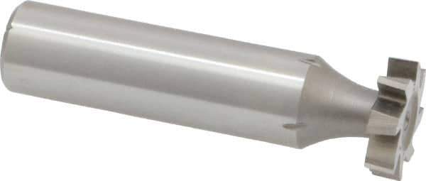 Made in USA - 5/8" Diam x 5/32" Face Width, High Speed Steel, 8 Teeth, Shank Connection Woodruff Keyseat Cutter - Uncoated, 2-5/32" OAL x 1/2" Shank, Staggered Teeth, ANSI 505, Old Standard 6 - USA Tool & Supply