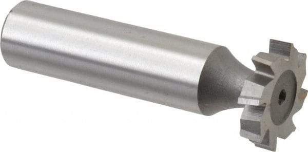 Made in USA - 3/4" Diam x 5/32" Face Width, High Speed Steel, 8 Teeth, Shank Connection Woodruff Keyseat Cutter - Uncoated, 2-5/32" OAL x 1/2" Shank, Staggered Teeth, ANSI 506, Old Standard 8 - USA Tool & Supply