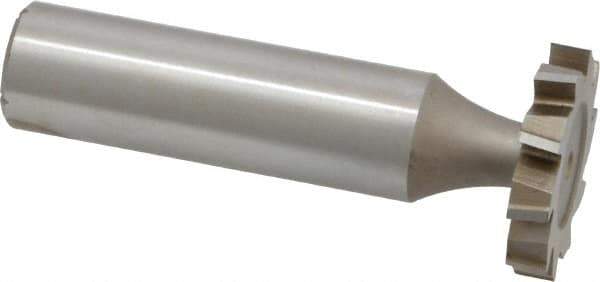 Made in USA - 7/8" Diam x 5/32" Face Width, High Speed Steel, 10 Teeth, Shank Connection Woodruff Keyseat Cutter - Uncoated, 2-5/32" OAL x 1/2" Shank, Staggered Teeth, ANSI 507, Old Standard 10 - USA Tool & Supply