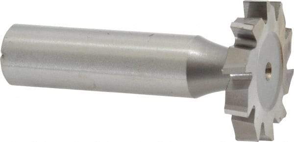 Made in USA - 1-1/8" Diam x 3/16" Face Width, High Speed Steel, 10 Teeth, Shank Connection Woodruff Keyseat Cutter - Uncoated, 2-3/16" OAL x 1/2" Shank, Staggered Teeth, ANSI 609, Old Standard 16 - USA Tool & Supply