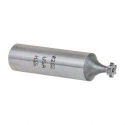 Made in USA - 1/4" Diam x 1/16" Face Width, High Speed Steel, 6 Teeth, Shank Connection Woodruff Keyseat Cutter - Uncoated, 2-1/16" OAL x 1/2" Shank, Staggered Teeth, ANSI 202, Old Standard 201 - USA Tool & Supply
