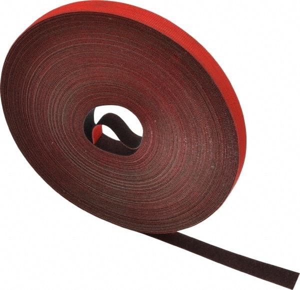 VELCRO Brand - 1/2" Wide x 25 Yd Long Self Fastening Tie/Strap Hook & Loop Roll - Continuous Roll, Red, Printable Surface - USA Tool & Supply