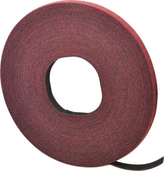 VELCRO Brand - 1/2" Wide x 25 Yd Long Self Fastening Tie/Strap Hook & Loop Roll - Continuous Roll, Cranberry, Fire Retardant, Printable Surface - USA Tool & Supply