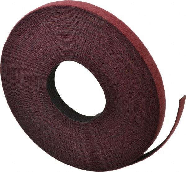 VELCRO Brand - 3/4" Wide x 25 Yd Long Self Fastening Tie/Strap Hook & Loop Roll - Continuous Roll, Cranberry, Fire Retardant, Printable Surface - USA Tool & Supply