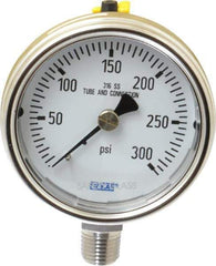 Wika - 2-1/2" Dial, 1/4 Thread, 0-300 Scale Range, Pressure Gauge - Lower Connection Mount, Accurate to 2-1-2% of Scale - USA Tool & Supply