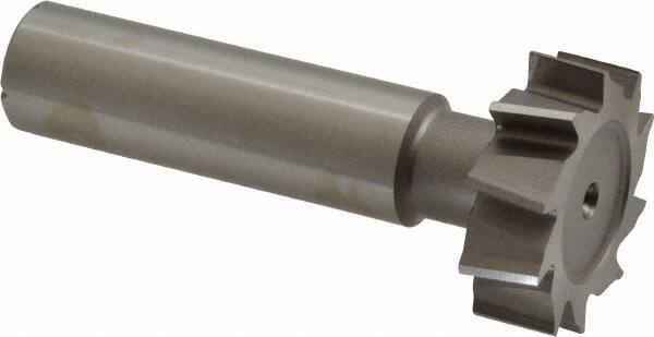 Made in USA - 1" Diam x 5/16" Face Width, High Speed Steel, 10 Teeth, Shank Connection Woodruff Keyseat Cutter - Uncoated, 2-5/16" OAL x 1/2" Shank, Staggered Teeth, ANSI 1008, Old Standard B - USA Tool & Supply