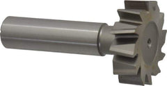 Made in USA - 1-1/4" Diam x 3/8" Face Width, High Speed Steel, 12 Teeth, Shank Connection Woodruff Keyseat Cutter - Uncoated, 2-3/8" OAL x 1/2" Shank, Staggered Teeth, ANSI 1210, Old Standard E - USA Tool & Supply