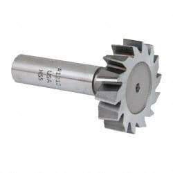 Made in USA - 1-1/2" Diam x 3/8" Face Width, High Speed Steel, 14 Teeth, Shank Connection Woodruff Keyseat Cutter - Uncoated, 2-3/8" OAL x 1/2" Shank, Staggered Teeth, ANSI 1212, Old Standard G - USA Tool & Supply