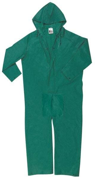 MCR Safety - Size 5XL, Green, Rain, Limited Flammability Coverall - 64" Chest, Snap Ankle, Take Up Snaps Wrist - USA Tool & Supply