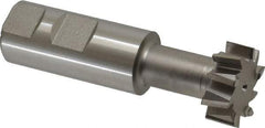 Made in USA - 1-1/4" Cut Diam, 31/64" Cut Width, 21/32" Neck Diam, 1" Shank Diam, 3-15/16" OAL, High Speed Steel T-Slot Cutter - Uncoated, 5/8" Bolt, 2-15/16" Shank Length, Staggered Teeth, 10 Teeth, Weldon Flat - USA Tool & Supply