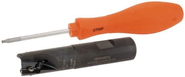 Kennametal - 3/4" Cut Diam, 14.73mm Max Depth of Cut, 3/4" Shank Diam, 96.01mm OAL, Indexable Square Shoulder End Mill - EC14.., EP14.. Inserts, Weldon Shank, 0° Lead Angle, Through Coolant - USA Tool & Supply