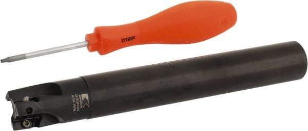 Kennametal - 1" Cut Diam, 0.58" Max Depth of Cut, 1" Shank Diam, 7-1/2" OAL, Indexable Square Shoulder End Mill - EC14.., EP14.. Inserts, Cylindrical Shank, 0° Lead Angle, Through Coolant - USA Tool & Supply