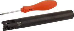 Kennametal - 1" Cut Diam, 0.58" Max Depth of Cut, 1" Shank Diam, 7-1/2" OAL, Indexable Square Shoulder End Mill - EC14.., EP14.. Inserts, Cylindrical Shank, 0° Lead Angle, Through Coolant - USA Tool & Supply