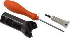 Kennametal - 45° Lead Angle, 1-13/16" Max Cut Diam, 1.26" Min Cut Diam, 0.26" Max Depth of Cut, Indexable Chamfer and Angle End Mill - 2 Inserts, SE..T 443AE..N Insert Style, 3.855" Overall Length, Straight Shank - USA Tool & Supply