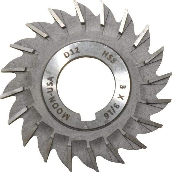 Made in USA - 3" Diam x 3/16" Width of Cut, 20 Teeth, High Speed Steel Side Milling Cutter - Straight Teeth, Uncoated - USA Tool & Supply