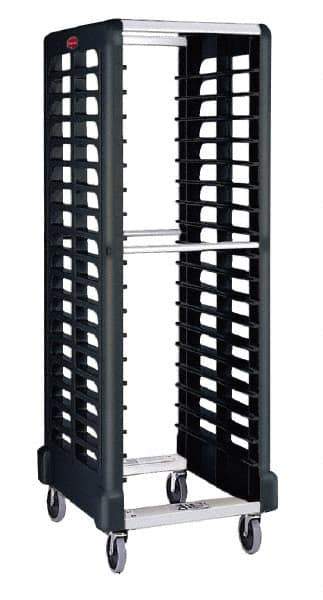 Rubbermaid - 175 Lb Capacity, 23-3/4" Wide x 28-3/4" Long x 67-7/8" High Pan & Tray Cart - 18 Shelf, Plastic, 2 Rigid/2 Swivel Casters - USA Tool & Supply