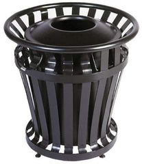 Rubbermaid - 20 Gal Black Round Trash Can - Steel, 27-1/2" High - USA Tool & Supply