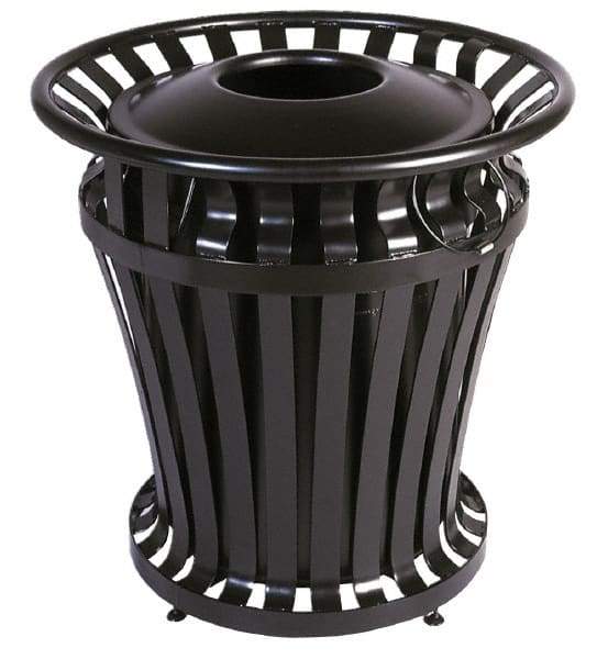 Rubbermaid - Black Round Trash Can - Steel, 32" High - USA Tool & Supply