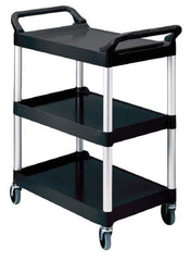 Rubbermaid - 200 Lb Capacity, 18-5/8" Wide x 33-5/8" Long x 37-3/4" High Standard Utility Cart - 3 Shelf, Plastic, Swivel Casters - USA Tool & Supply