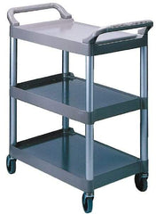 Rubbermaid - 200 Lb Capacity, 18-5/8" Wide x 33-5/8" Long x 37-3/4" High Standard Utility Cart - 3 Shelf, Plastic, Swivel Casters - USA Tool & Supply