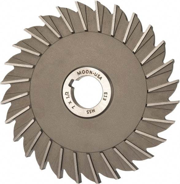 Made in USA - 7" Diam x 1/2" Width of Cut, 28 Teeth, High Speed Steel Side Milling Cutter - Straight Teeth, Uncoated - USA Tool & Supply