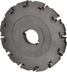 APT - Arbor Hole Connection, 0.485" Cutting Width, 2-1/16" Depth of Cut, 6" Cutter Diam, 1-1/4" Hole Diam, 12 Tooth Indexable Slotting Cutter - SM61 Toolholder, CTA 4 Insert, Neutral Cutting Direction - USA Tool & Supply