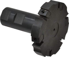 APT - Shank Connection, 3/8" Cutting Width, 15/16" Depth of Cut, 3" Cutter Diam, 6 Tooth Indexable Slotting Cutter - 1" Shank Diam, SM36 Toolholder, CTA 2 Insert, Right Hand Cutting Direction - USA Tool & Supply