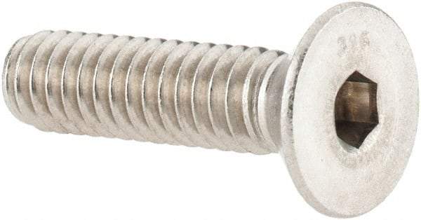 Value Collection - 1/4-20 UNC Hex Socket Drive, 82° Flat Screw - Grade 316 Stainless Steel, 1" OAL - USA Tool & Supply