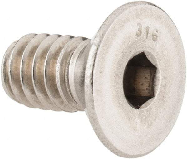 Value Collection - 1/4-20 UNC Hex Socket Drive, 82° Flat Screw - Grade 316 Stainless Steel, 1/2" OAL - USA Tool & Supply