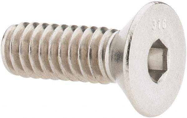 Value Collection - 1/4-20 UNC Hex Socket Drive, 82° Flat Screw - Grade 316 Stainless Steel, 3/4" OAL - USA Tool & Supply