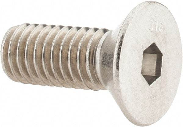 Value Collection - 3/8-16 UNC Hex Socket Drive, 82° Flat Screw - Grade 316 Stainless Steel, 1" OAL - USA Tool & Supply