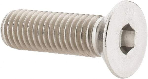 Value Collection - 1/2-13 UNC Hex Socket Drive, 82° Flat Screw - Grade 316 Stainless Steel, 1-3/4" OAL - USA Tool & Supply