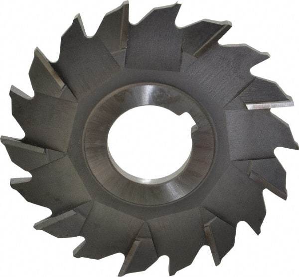 Made in USA - 3-1/2" Diam x 7/32" Width of Cut, 18 Teeth, High Speed Steel Side Milling Cutter - Staggered Teeth, Uncoated - USA Tool & Supply