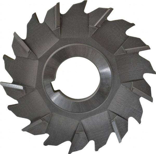 Made in USA - 3-1/2" Diam x 1/4" Width of Cut, 18 Teeth, High Speed Steel Side Milling Cutter - Staggered Teeth, Uncoated - USA Tool & Supply