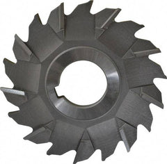 Made in USA - 3-1/2" Diam x 1/4" Width of Cut, 18 Teeth, High Speed Steel Side Milling Cutter - Staggered Teeth, Uncoated - USA Tool & Supply