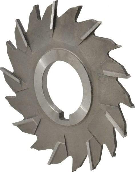 Made in USA - 4" Diam x 3/16" Width of Cut, 18 Teeth, High Speed Steel Side Milling Cutter - Staggered Teeth, Uncoated - USA Tool & Supply