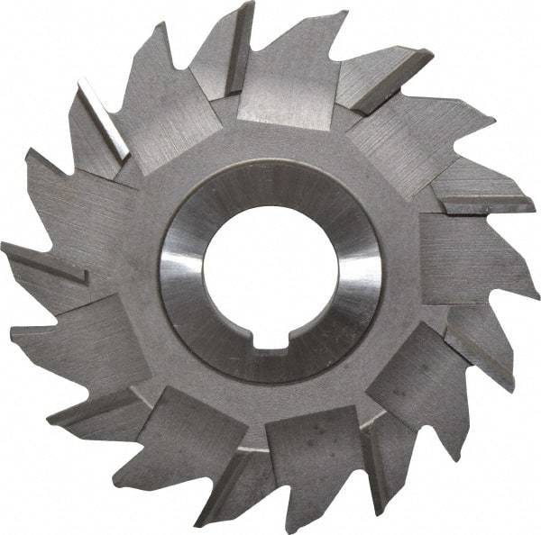 Made in USA - 4" Diam x 5/16" Width of Cut, 18 Teeth, High Speed Steel Side Milling Cutter - Staggered Teeth, Uncoated - USA Tool & Supply