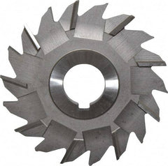 Made in USA - 4" Diam x 5/16" Width of Cut, 18 Teeth, High Speed Steel Side Milling Cutter - Staggered Teeth, Uncoated - USA Tool & Supply