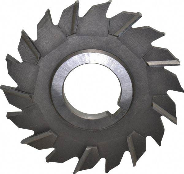 Made in USA - 4" Diam x 5/16" Width of Cut, 18 Teeth, High Speed Steel Side Milling Cutter - Staggered Teeth, Uncoated - USA Tool & Supply